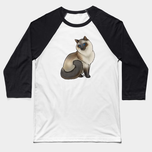 Cat - Balinese - Seal Point Baseball T-Shirt by Jen's Dogs Custom Gifts and Designs